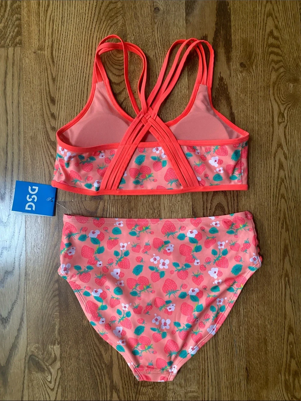 NWT DSG two piece strawberry bathing suit size XL swim top and bottom